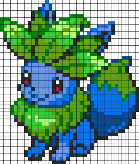 50 idées de dessins pixel art Pokémon à colorier 14