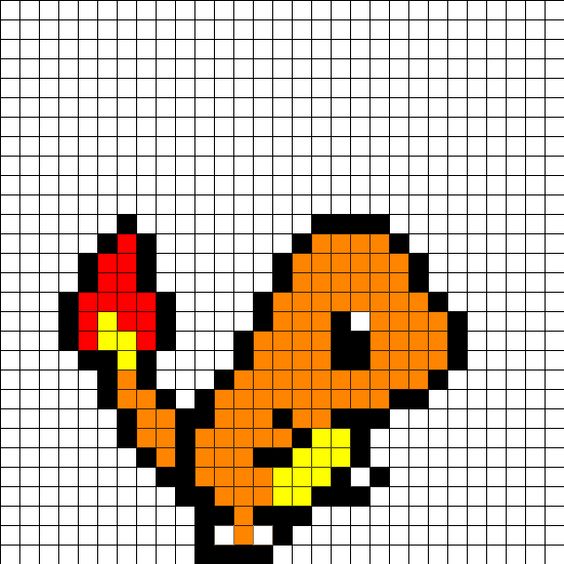 50 idées de dessins pixel art Pokémon à colorier 15