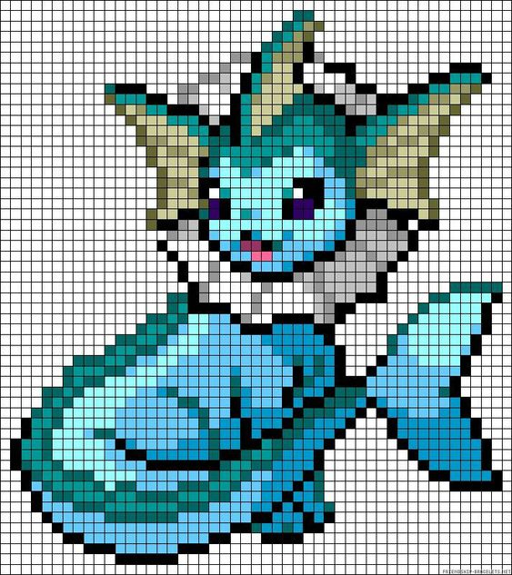 50 idées de dessins pixel art Pokémon à colorier 21