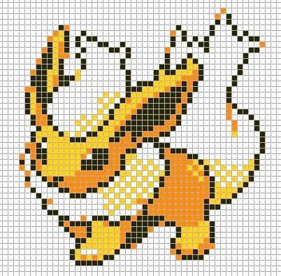 50 idées de dessins pixel art Pokémon à colorier 25