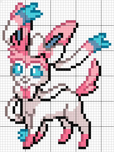 50 idées de dessins pixel art Pokémon à colorier 29
