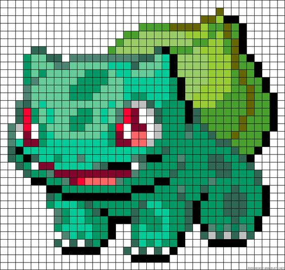 50 idées de dessins pixel art Pokémon à colorier 30