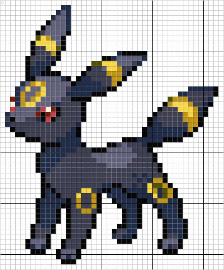 50 idées de dessins pixel art Pokémon à colorier 35
