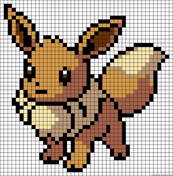 50 idées de dessins pixel art Pokémon à colorier 38