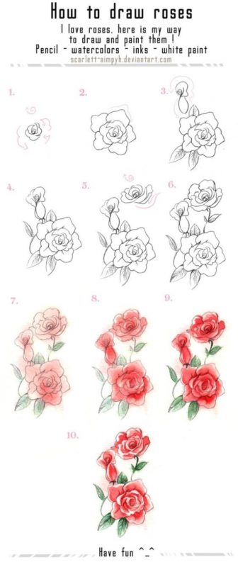 Comment dessiner une rose ? 37 idées & tutos étapes par étapes 30