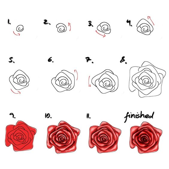 Comment dessiner une rose ? 37 idées & tutos étapes par étapes 5