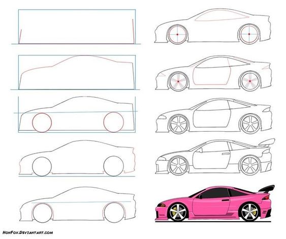 29 tutos dessin étape par étape pour apprendre à dessiner des voitures 1