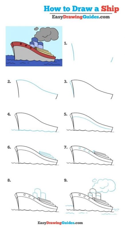 29 tutos dessins étape par étape pour apprendre à dessiner un bateau 14