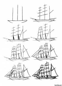 29 tutos dessins étape par étape pour apprendre à dessiner un bateau 24