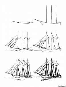 29 tutos dessins étape par étape pour apprendre à dessiner un bateau 27