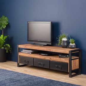 12 belles idées de meubles tv industriel noir et bois 1