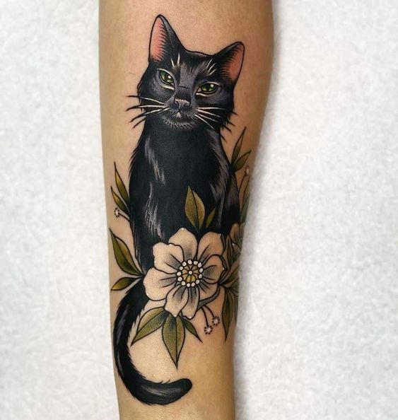 100 idées de tatouages pour les amoureux des chats 66