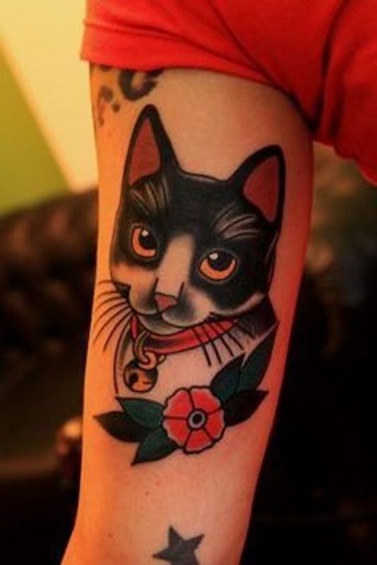 100 idées de tatouages pour les amoureux des chats 76