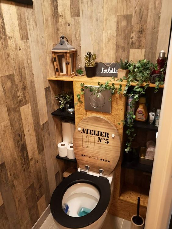 27 idées pour décorer les toilettes avec du bois 21