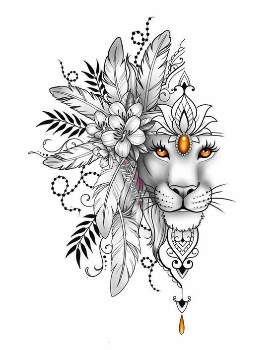 100 top idées de tatouages lion femme 92