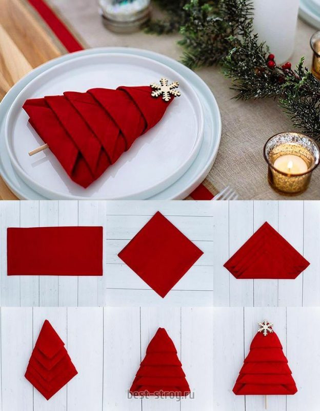 22 top idées & tutos de pliages de serviettes de Noël 26