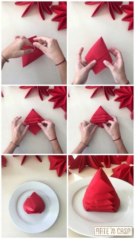 22 top idées & tutos de pliages de serviettes de Noël 24