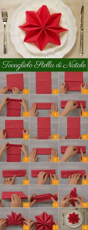 22 top idées & tutos de pliages de serviettes de Noël 23