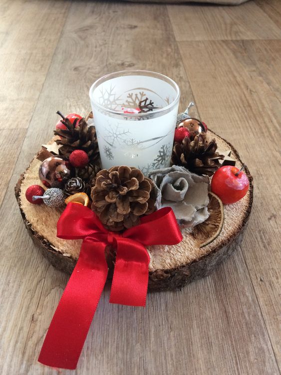 29 Centres de tables de Noël à faire avec des rondins de bois 32