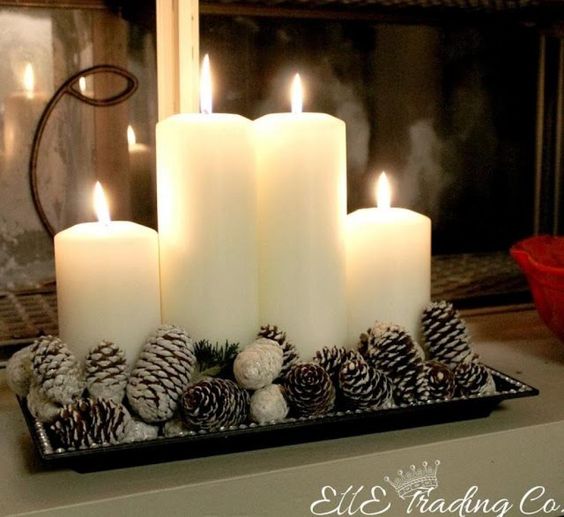 29 top idées de centres de tables de Noël avec des bougies 21