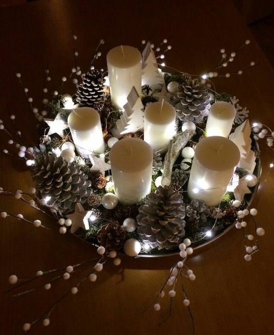 29 top idées de centres de tables de Noël avec des bougies 2