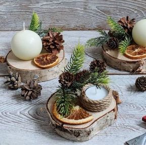 29 Centres de tables de Noël à faire avec des rondins de bois 3 29 Centres de tables de Noël à faire avec des rondins de bois 3