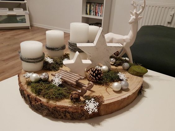 29 Centres de tables de Noël à faire avec des rondins de bois 14 29 Centres de tables de Noël à faire avec des rondins de bois 14