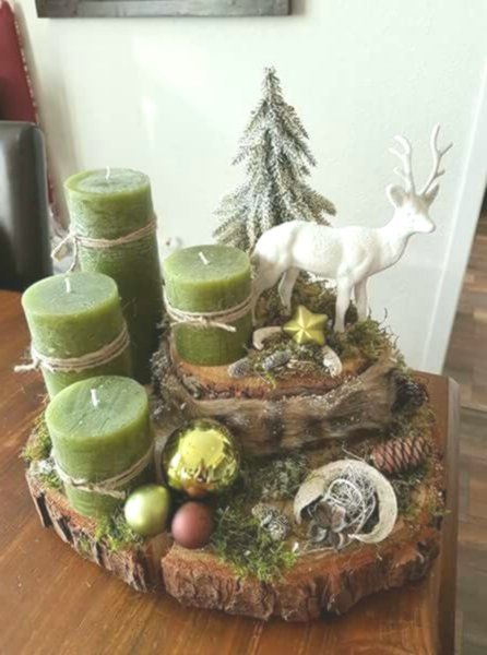 29 Centres de tables de Noël à faire avec des rondins de bois 18 29 Centres de tables de Noël à faire avec des rondins de bois 18