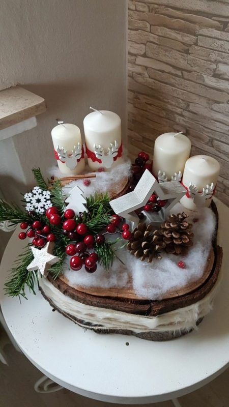 29 Centres de tables de Noël à faire avec des rondins de bois 4 29 Centres de tables de Noël à faire avec des rondins de bois 4