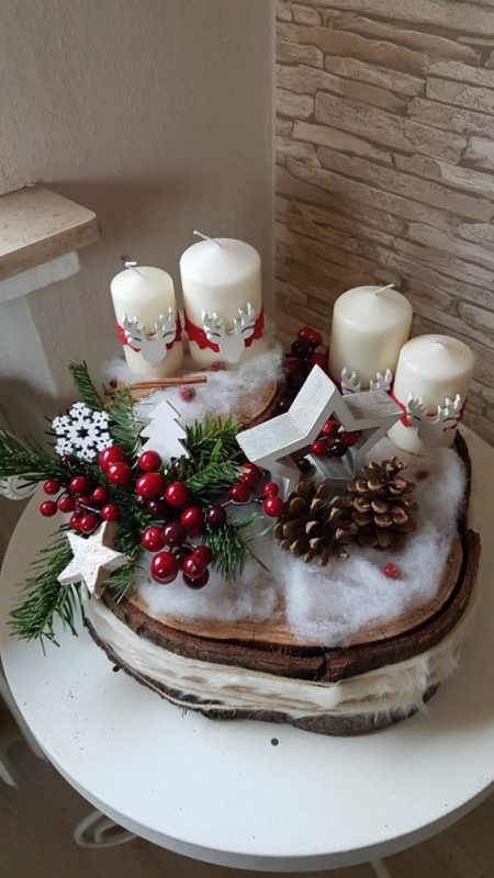 29 Centres de tables de Noël à faire avec des rondins de bois 4