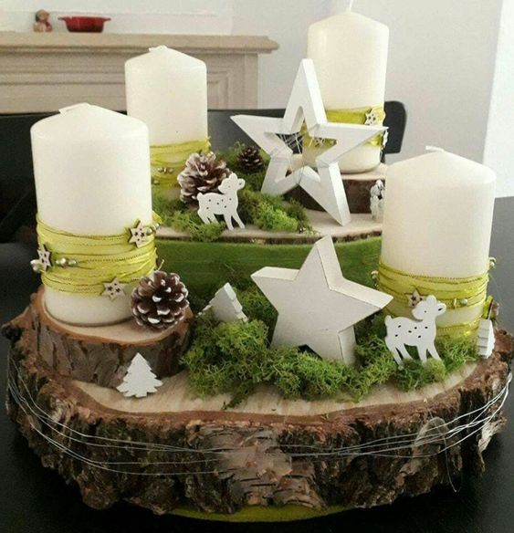 29 Centres de tables de Noël à faire avec des rondins de bois 6 29 Centres de tables de Noël à faire avec des rondins de bois 6