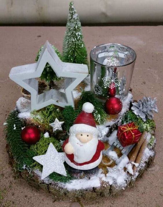 29 Centres de tables de Noël à faire avec des rondins de bois 10 29 Centres de tables de Noël à faire avec des rondins de bois 10