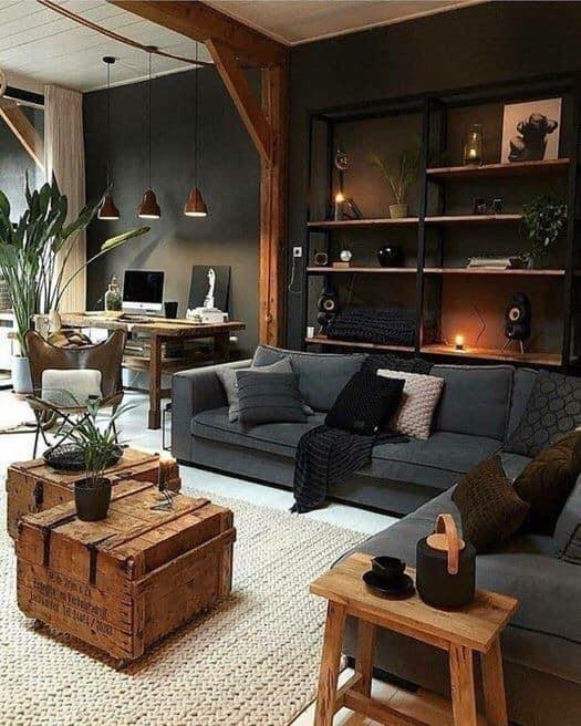 21 idées de décorations d'intérieur en noir et bois 21