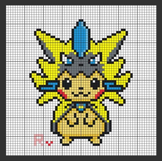 38 top idées de pixel art Pikachu 19