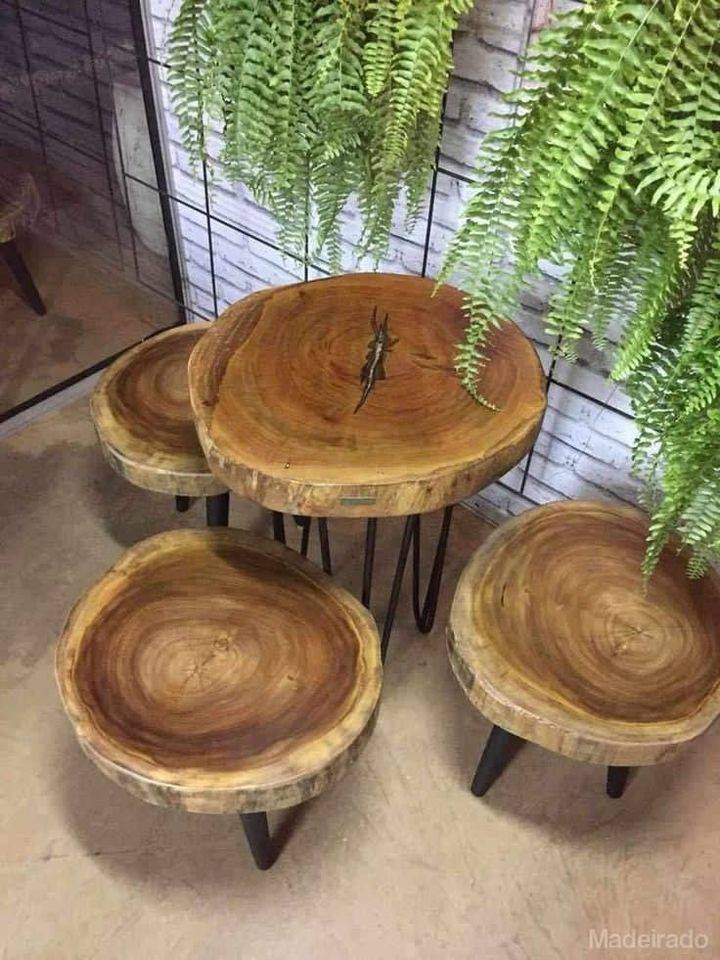 100 meubles en bois à faire avec des troncs d'arbres récupérés 76