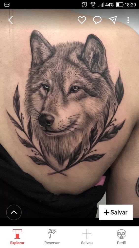 Les 100 plus beaux tatouages loup pour femme 26