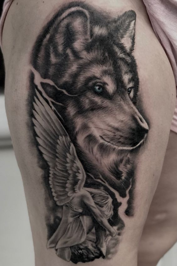 Les 100 plus beaux tatouages loup pour femme 37