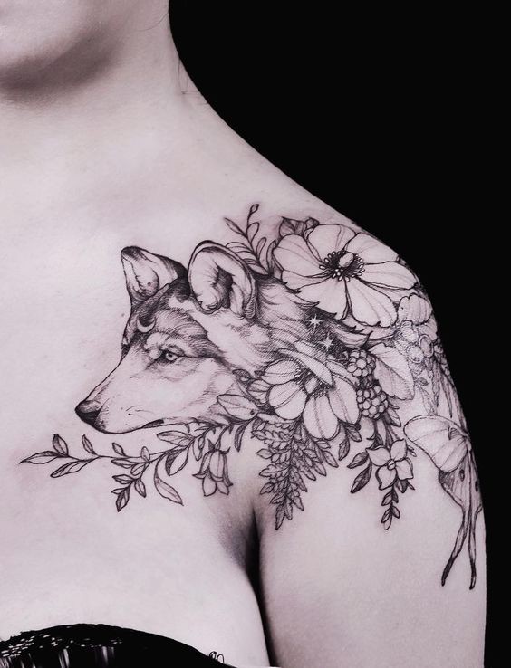 Les 100 plus beaux tatouages loup pour femme 42