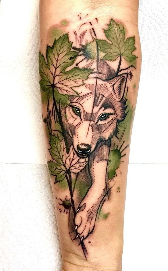 Les 100 plus beaux tatouages loup pour femme 44