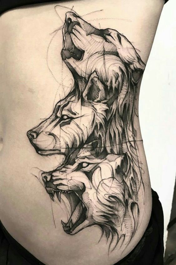 Les 100 plus beaux tatouages loup pour femme 47