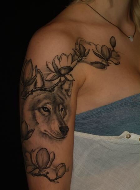 Les 100 plus beaux tatouages loup pour femme 67