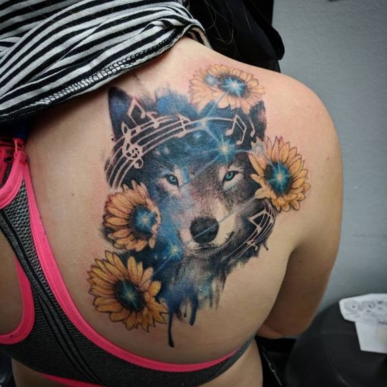 Les 100 plus beaux tatouages loup pour femme 70