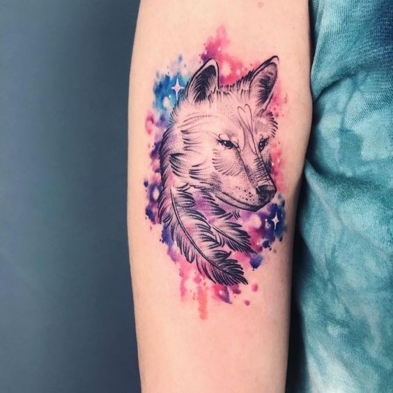 Les 100 plus beaux tatouages loup pour femme 97