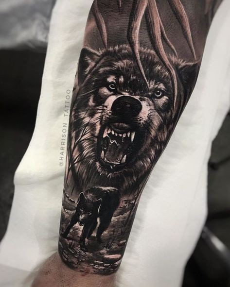 Les 50 plus beaux tatouages loup pour homme 12