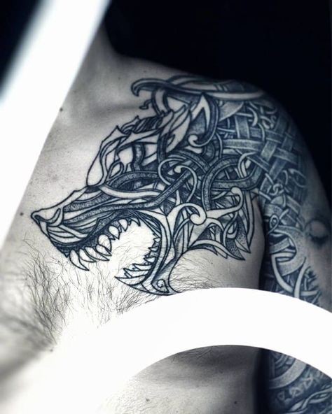 Les 50 plus beaux tatouages loup viking 24