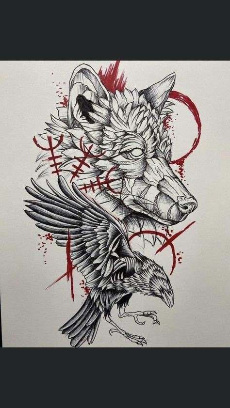 Les 50 plus beaux tatouages loup viking 34