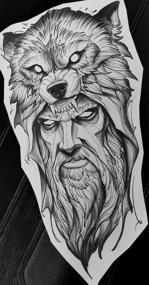 Les 50 plus beaux tatouages loup viking 35