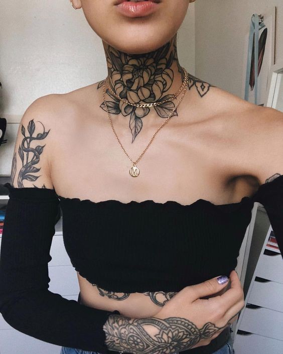 54 top idées de tatouages cou pour s'inspirer 16