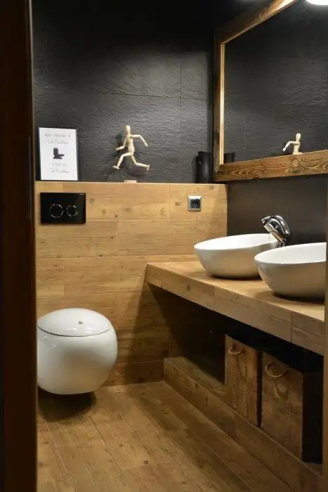 50 top idées de salles de bain noir et bois 5
