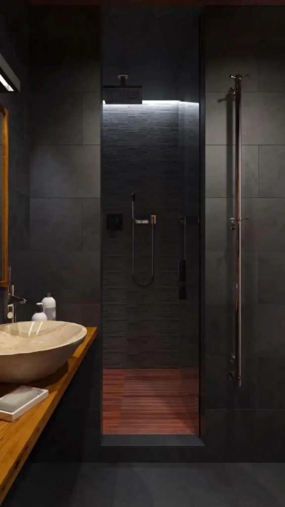 50 top idées de salles de bain noir et bois 17